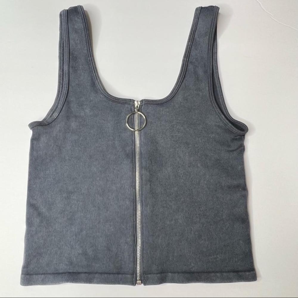 O-ring zip front crop top crop tank S/M